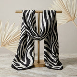 Silky Square Black Cream Zebra Print Fashion Scarf