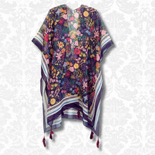 Load image into Gallery viewer, Black Border Floral Tassel Kimono
