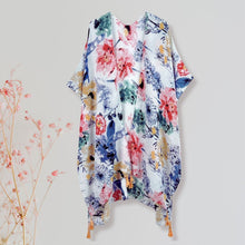 Load image into Gallery viewer, Multi Color Floral Print Tassel Kimono
