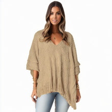 Cargar imagen en el visor de la galería, Beige Crochet Poncho

