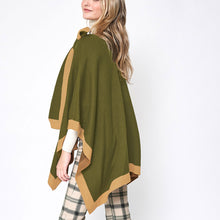 Load image into Gallery viewer, Ruana Shawl Poly Olive Shoulder Wrap for Women
