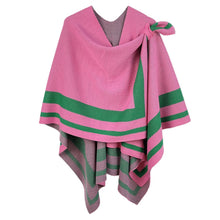 Load image into Gallery viewer, AKA Pink Green Shoulder Ruana
