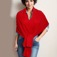 Cargar imagen en el visor de la galería, Scarf Poncho Red 4 Way Wear Wrap for Women
