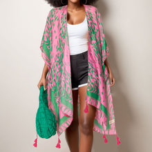 Load image into Gallery viewer, Kimono Animal Print Pink and Green for Women
