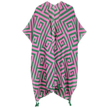 Cargar imagen en el visor de la galería, Kimono Grecian Print Pink and Green for Women
