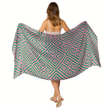 Load image into Gallery viewer, Scarf Wrap Grecian Print Pink Green for Women
