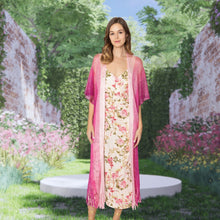 Load image into Gallery viewer, Kimono Lurex Stripe Fuchsia Fringe for Women
