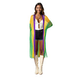 Kimono Lurex Stripe Purple Gold Green Fringe