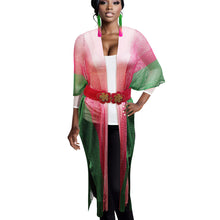 Cargar imagen en el visor de la galería, Kimono Lurex Stripe Pink and Green for Women
