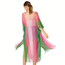 Load image into Gallery viewer, AKA Kimono Lurex Stripe Pink and Green
