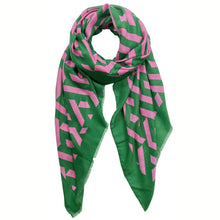 Load image into Gallery viewer, Scarf Wrap Geo Print Pink Green for Women
