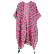 Load image into Gallery viewer, Kimono Lux Geo Print Pink and Green for Women
