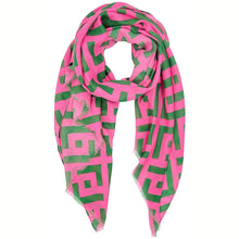 Load image into Gallery viewer, Scarf Wrap Lux Geo Print Pink Green for Women
