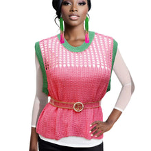 Load image into Gallery viewer, Vest Top Pink and Green Crochet for Women
