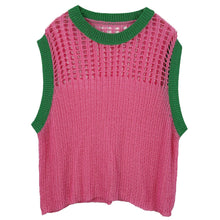 Load image into Gallery viewer, Vest Top Pink and Green Crochet for Women
