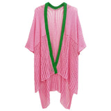 Ruana Kimono Pink and Green Crochet for Women