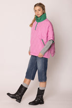 Cargar imagen en el visor de la galería, AKA Sorority Quilted Puffer Pink and Green Poncho
