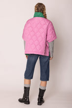Cargar imagen en el visor de la galería, AKA Sorority Quilted Puffer Pink and Green Poncho
