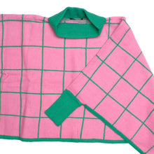 Load image into Gallery viewer, AKA Sorority Plaid Knit Pink Green Poncho
