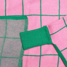 Load image into Gallery viewer, AKA Sorority Plaid Knit Pink Green Poncho
