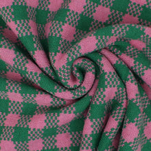 Load image into Gallery viewer, AKA Sorority Pink Green Checkerboard Knit Poncho
