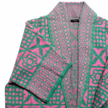 Load image into Gallery viewer, AKA Sorority Tile Print Knit Pink Green Cardigan
