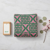 AKA Sorority Tile Print Knit Pink Green Cardigan