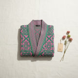 AKA Sorority Tile Print Knit Pink Green Cardigan