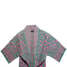 Load image into Gallery viewer, AKA Sorority Tile Print Knit Pink Green Cardigan
