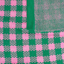 Load image into Gallery viewer, AKA Sorority Checkered Knit Pink and Green Cape
