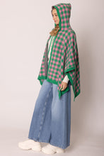 Load image into Gallery viewer, AKA Sorority Checkered Knit Pink and Green Cape
