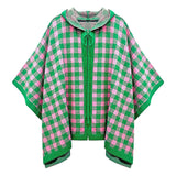 AKA Sorority Checkered Knit Pink and Green Cape