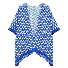 Load image into Gallery viewer, ZPB Sorority Kimono Blue White Block Print Women
