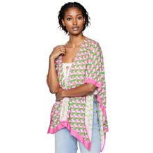 Load image into Gallery viewer, Summer Kimono Pink Green Block Print Women
