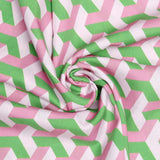 Summer Kimono Pink Green Block Print Women