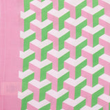 Summer Kimono Pink Green Block Print Women