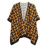 Kimono Black and Camel Geometric Print Women