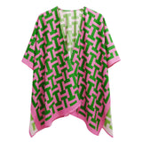 AKA Sorority Pink Green Geometric Viscose Kimono