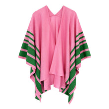 Load image into Gallery viewer, Ruana Pink and Green Stripe for Women
