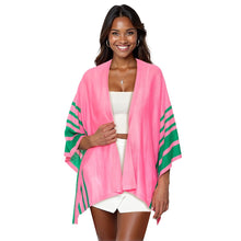 Load image into Gallery viewer, Ruana Pink and Green Stripe for Women
