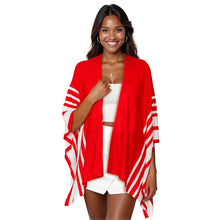 Load image into Gallery viewer, Ruana Red and White Stripe for Women

