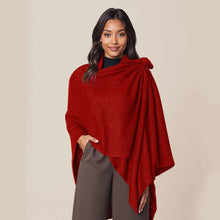 Cargar imagen en el visor de la galería, Ruana One Shoulder Red Lurex Scarf Wrap for Women
