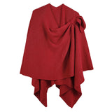 Ruana One Shoulder Red Lurex Scarf Wrap for Women