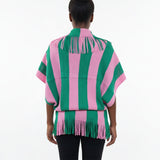 AKA Pink and Green Stripe Fringe Cocoon Top