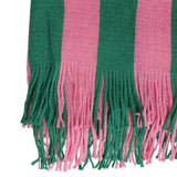 AKA Pink and Green Stripe Fringe Cocoon Cardigan