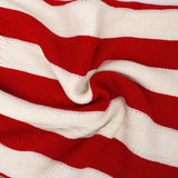 DST Red and Cream Stripe Fringe Cocoon Cardigan