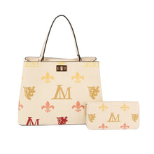Cargar imagen en el visor de la galería, Handbag Beige Luxe Monogram Top Handle Bag Set
