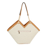 Tote Beige Diamond Plaid Geometric Shoulder Bag
