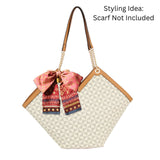 Tote Beige Diamond Plaid Geometric Shoulder Bag