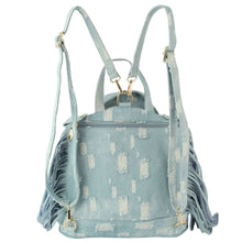 Load image into Gallery viewer, Moto Backpack Light Distressed Denim Handbag
